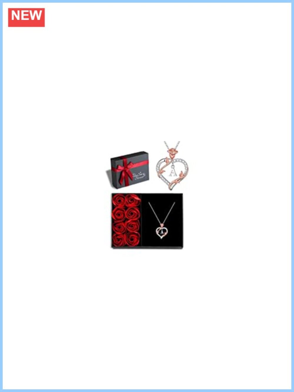 925 Sterling Silver Rose Heart Initial Necklace Pendant Women Gift Fine Jewelry